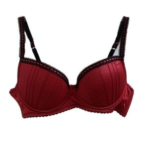 Blush Lingerie Red Satin Bra Size: 34D